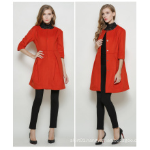 High Quality Winter Long Europen Style Red Women Coat for Winter